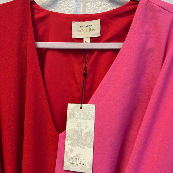 Tuckernuck x India Hicks Scarlet & Hot Pink Madame G Caftan Dress Sz XL NWT - Picture 4 of 5